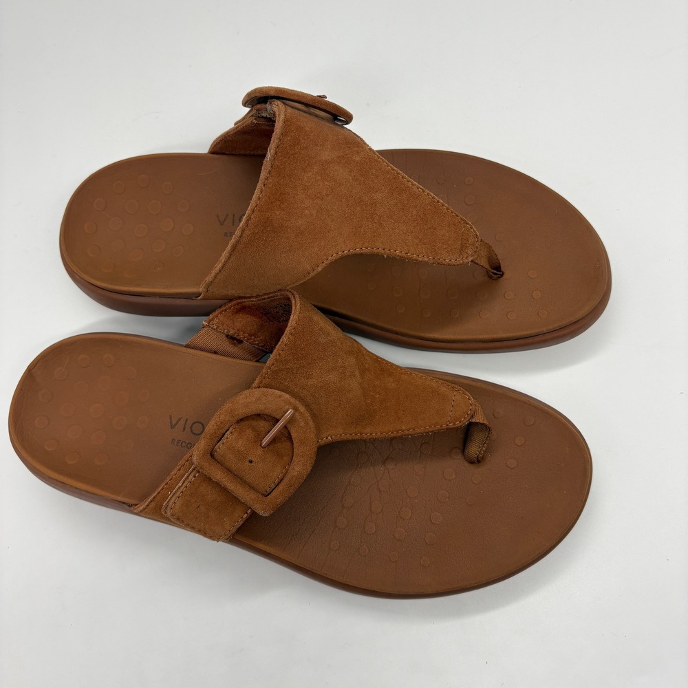 Vionic Activate RX Recovery Brown Suede Buckle Thong Sandals Size 9 Orthotic - Picture 2 of 8